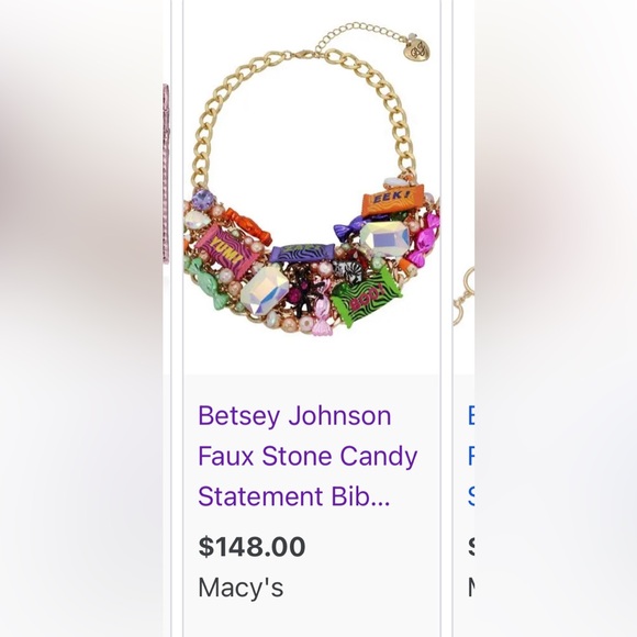 NWT ⚜️ 🍭⚜️ BETSEY JOHNSON Faux Stone Candy Statement Bib Necklace Halloween - Picture 9 of 10